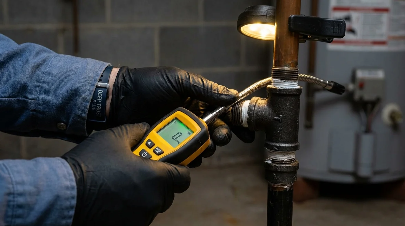 Gas leak detection with electronic sniffer by Johns Plumbing LLC in Linn
