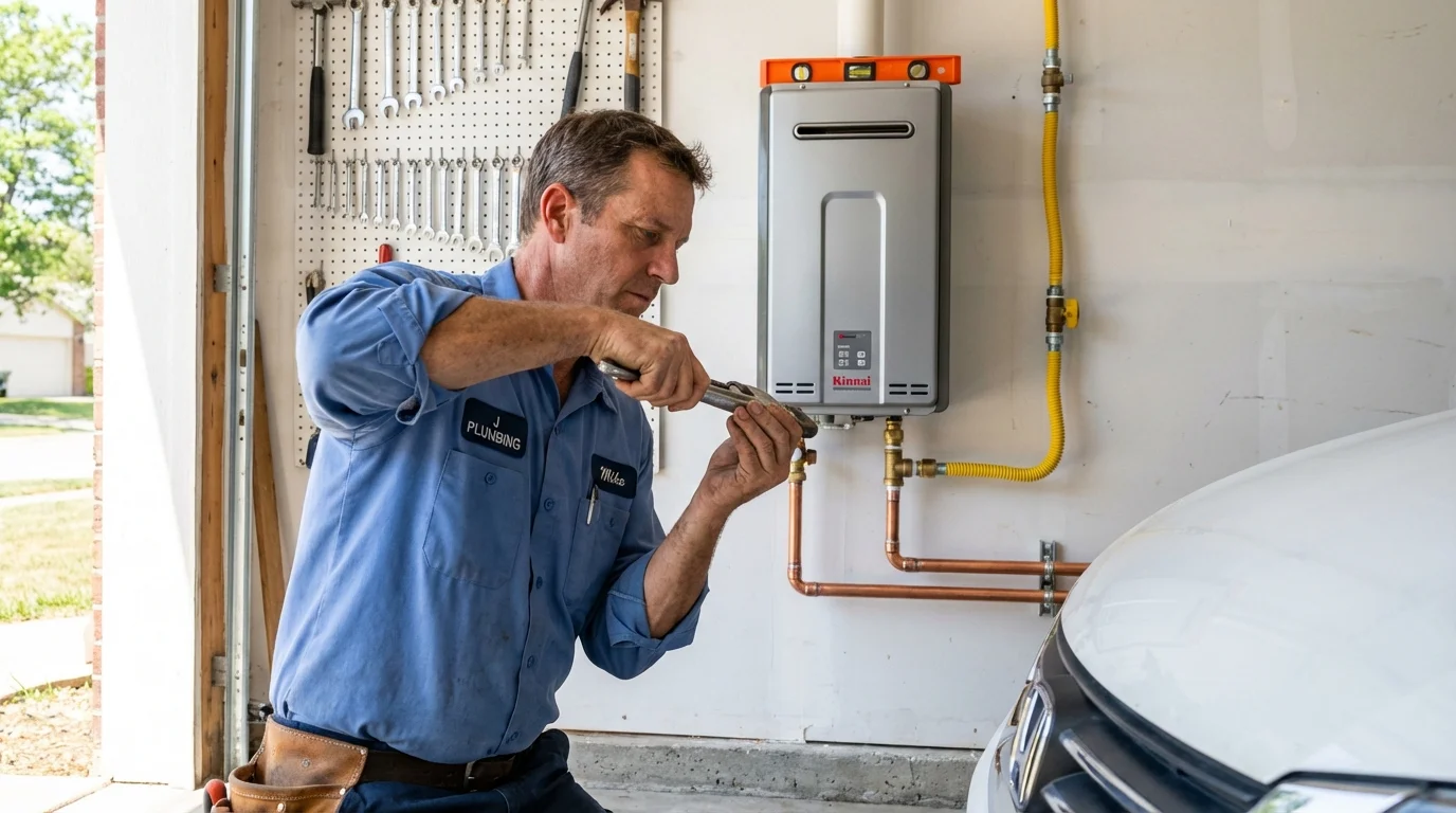 Tankless water heater installation by a Johns Plumbing LLC plumber in Linn